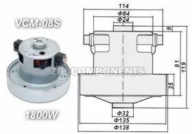 Двигатель пылесоса 1800W H119мм D135мм h34мм d34мм Samsung