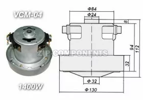 Мотор пылесоса 1400W H110мм D135мм h50мм d33мм